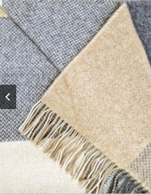 Brocante Gramon - Merino Cashmere Throw - Cream Charcoal Large Block Check