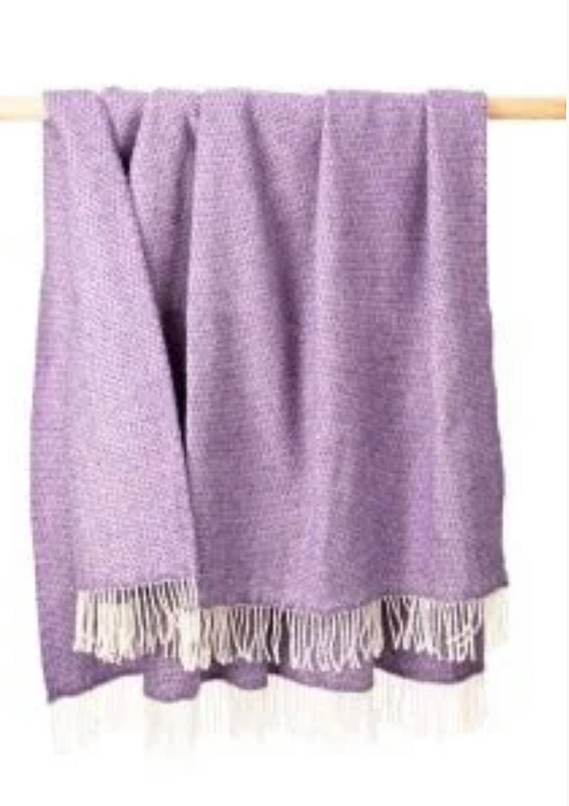 Brocante Gramon - Merino Wool Cashmere Throw - Lilac Herringbone