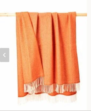 Brocante Gramon - Merino Wool Cashmere Throw - Orange Bronze Herringbone