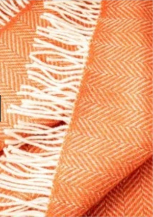 Brocante Gramon - Merino Wool Cashmere Throw - Orange Bronze Herringbone