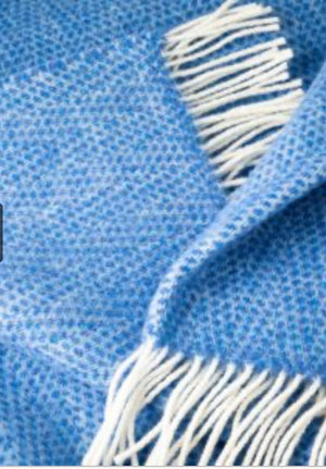 Brocante Gramon - Merino Wool Cashmere Throw - Sea Blue Herringbone