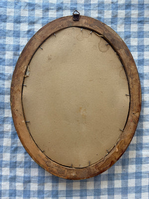 Brocante Gramon - Vintage French Floral Painting in Gilt Oval Frame
