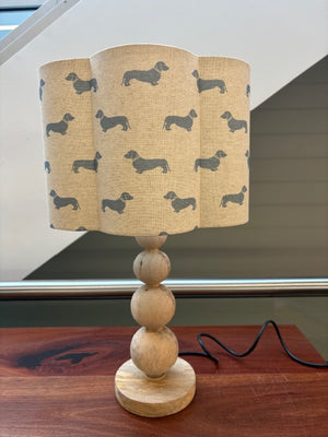 Brocante Gramon - English Linen Scalloped Lampshades - Duck Egg Blue Dachshunds