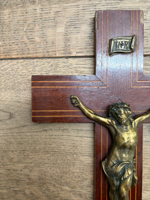 Brocante Gramon - Vintage French Crucifix – Wood and Brass