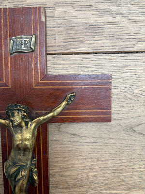 Brocante Gramon - Vintage French Crucifix – Wood and Brass
