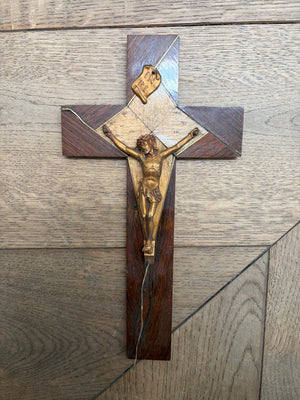 Brocante Gramon - Vintage French Crucifix – Wood and Brass