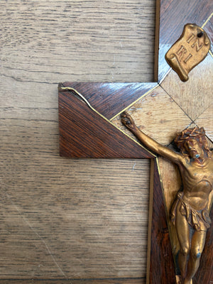 Brocante Gramon - Vintage French Crucifix – Wood and Brass