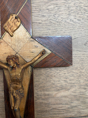 Brocante Gramon - Vintage French Crucifix – Wood and Brass