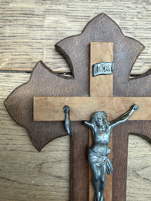 Vintage French Crucifix – Wood and Pewter