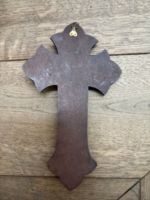 Vintage French Crucifix – Wood and Pewter