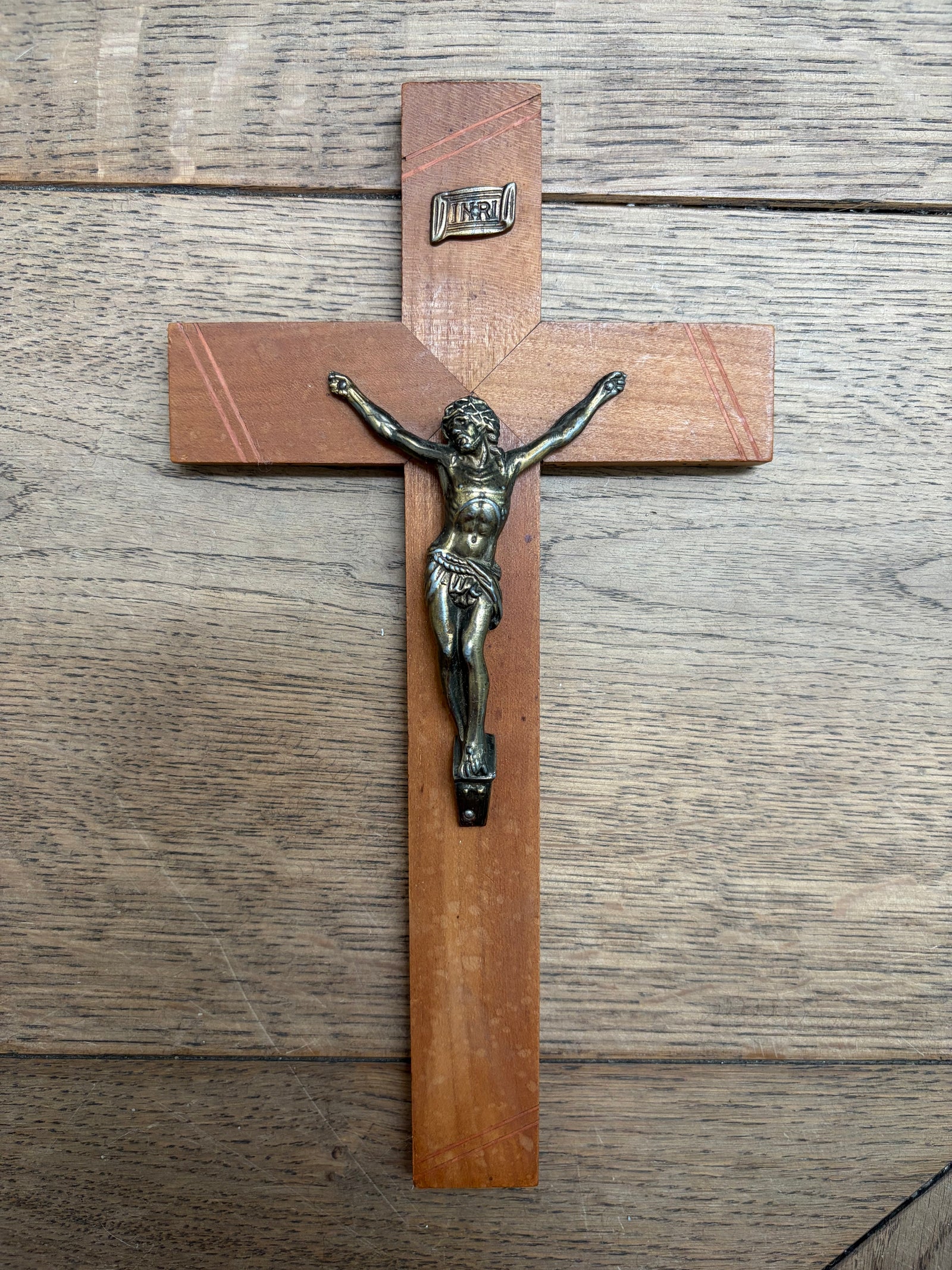 Vintage French Crucifix – Wood and Brass