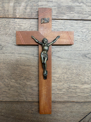 Vintage French Crucifix – Wood and Brass
