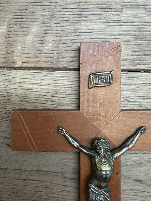 Vintage French Crucifix – Wood and Brass