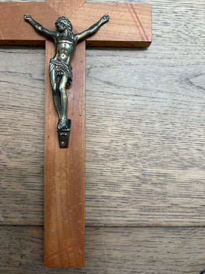 Vintage French Crucifix – Wood and Brass