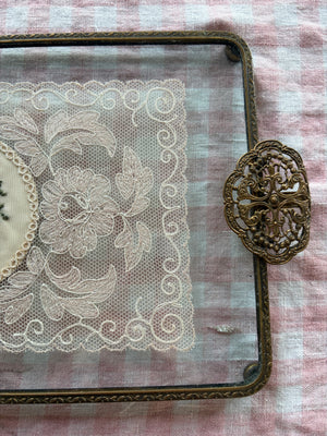Brocante Gramon - Vintage English Brass-Footed Dressing Table Tray