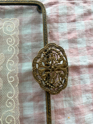 Brocante Gramon - Vintage English Brass-Footed Dressing Table Tray