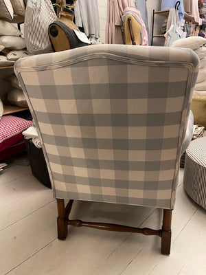 Brocante Gramon - Pale Blue Gingham Antique Flemish Armchair