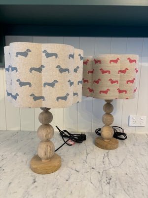 Brocante Gramon - English Linen Scalloped Lampshades - Pink Dachshunds