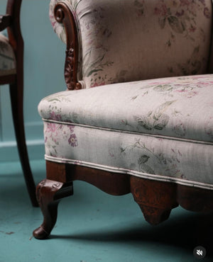 Brocante Gramon - English floral linen antique armchair