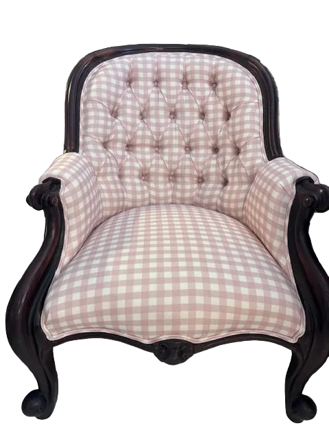 Brocante Gramon - Antique Pink Gingham Armchair