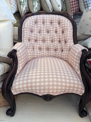Brocante Gramon - Antique Pink Gingham Armchair