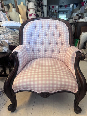 Brocante Gramon - Antique Pink Gingham Armchair