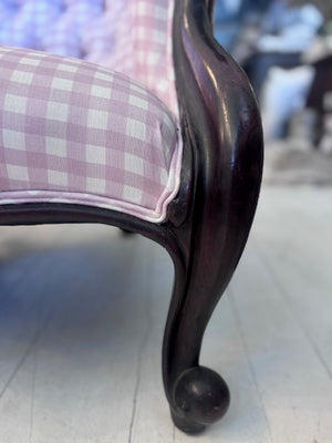 Brocante Gramon - Antique Pink Gingham Armchair