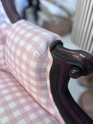 Brocante Gramon - Antique Pink Gingham Armchair