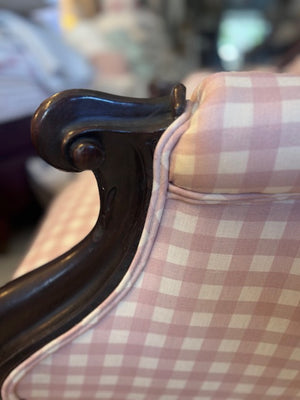 Brocante Gramon - Antique Pink Gingham Armchair