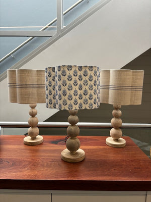 Brocante Gramon - English Linen Scalloped Lampshades - Blue Nitesh