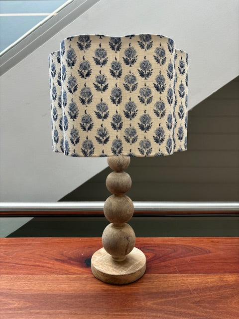 Brocante Gramon - English Linen Scalloped Lampshades - Blue Nitesh