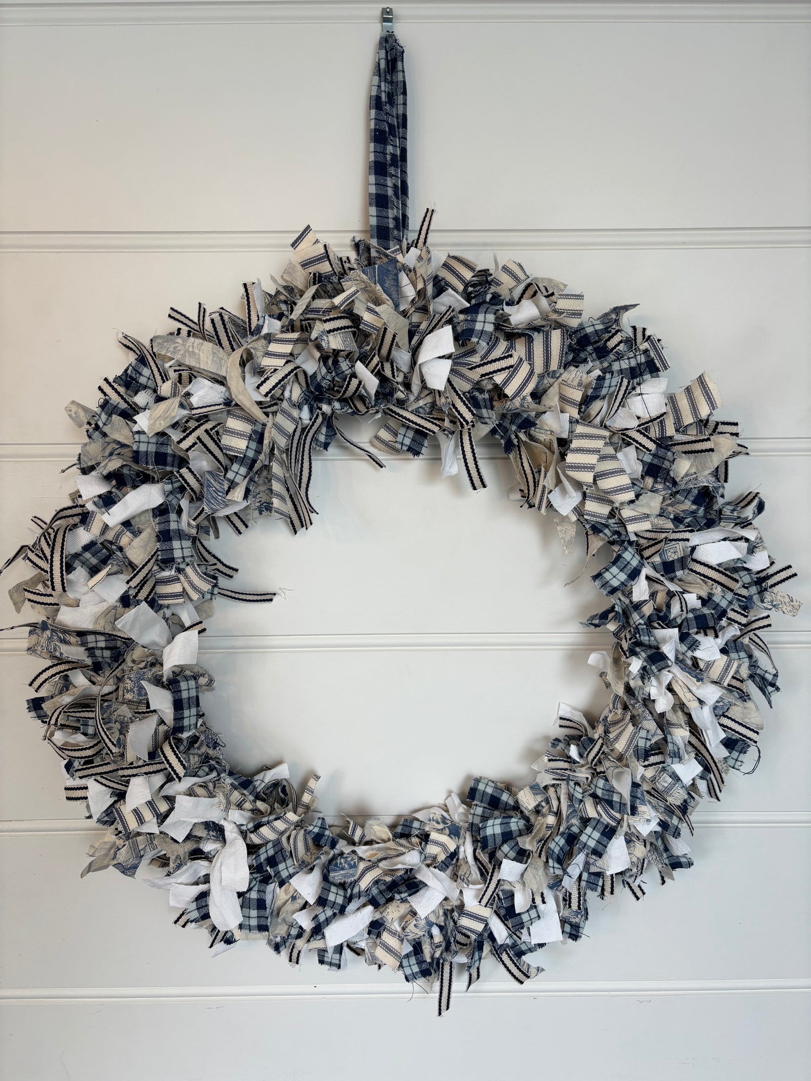 Brocante Gramon - Christmas Rag Wreath - Blues