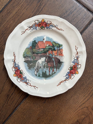 Brocante Gramon - Vintage/antique French Sarreguemines 21cm plates - Set of 10