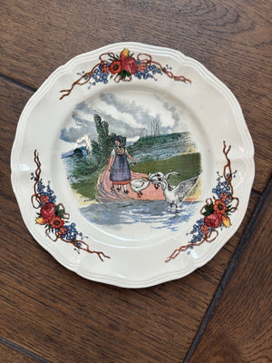 Brocante Gramon - Vintage/antique French Sarreguemines 21cm plates - Set of 10