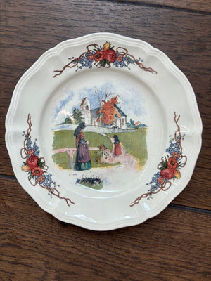 Brocante Gramon - Vintage/antique French Sarreguemines 21cm plates - Set of 10