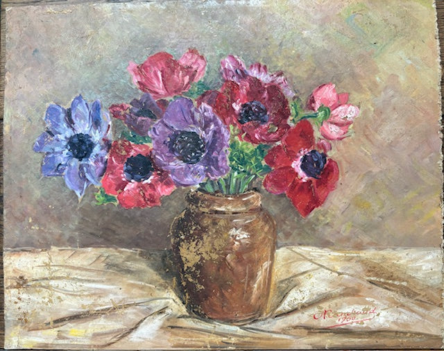 Brocante Gramon - Vintage French Pretty Floral Painting