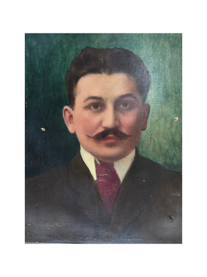 Brocante Gramon - Vintage French Cavaillon Doctor portrait oil painting on canvas mounted on timber frame