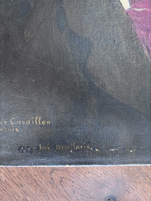 Brocante Gramon - Vintage French Cavaillon Doctor portrait oil painting on canvas mounted on timber frame