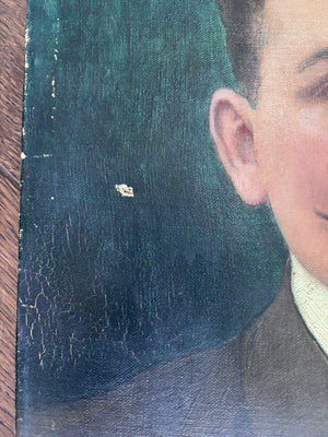 Brocante Gramon - Vintage French Cavaillon Doctor portrait oil painting on canvas mounted on timber frame