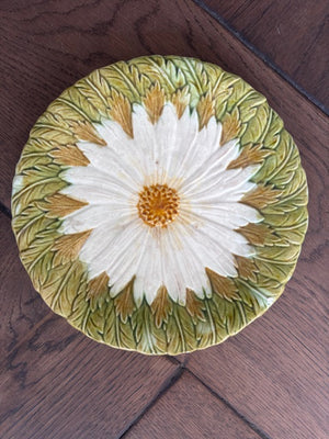Brocante Gramon - Antique French Sunflower Majolica Plate