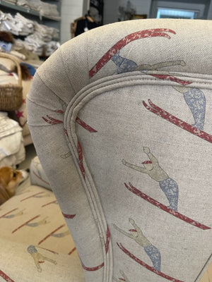 Brocante Gramon - Skier Linen Antique Wing Armchair