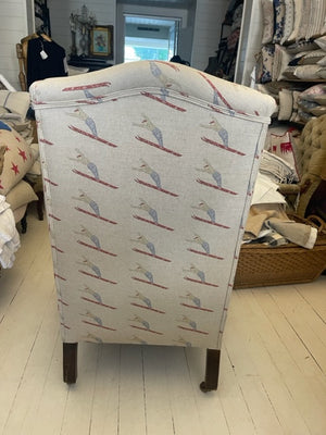 Brocante Gramon - Skier Linen Antique Wing Armchair