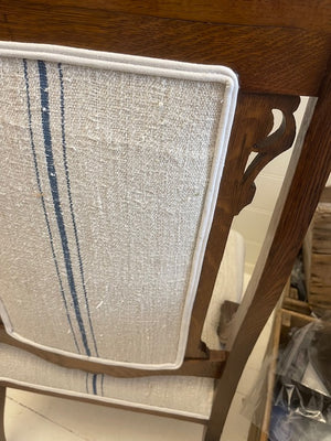 Brocante Gramon - LF Monogrammed Antique Hungarian Grainsack Linen Victorian Chair