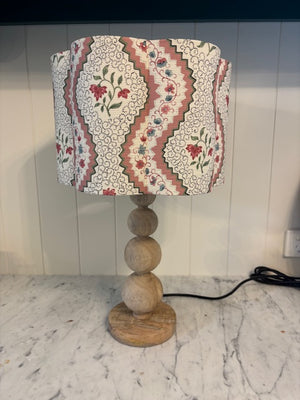 Brocante Gramon - English Linen Scalloped Lampshades - Floral Stripe in Pink