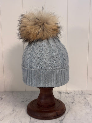 Brocante Gramon - SCA 3-ply Beanies | Duck Egg Blue Cable Knit