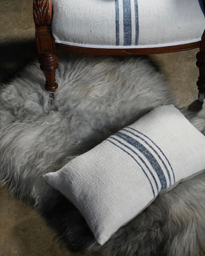 Brocante Gramon - Antique Victorian Armchair Restored with Antique Hungarian Grainsack Linen