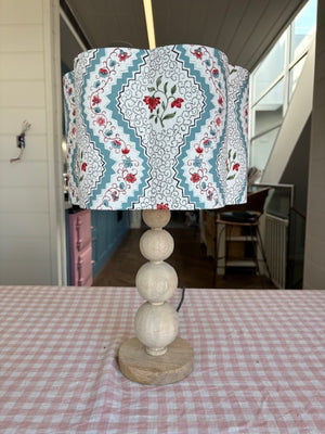 Brocante Gramon - English Linen Scalloped Lampshades - Floral Stripe in Blue