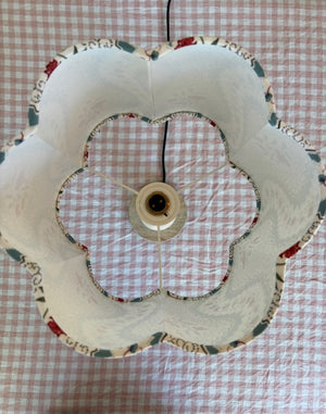 Brocante Gramon - English Linen Scalloped Lampshades - Floral Stripe in Blue