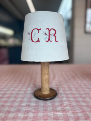 Brocante Gramon - Antique French Monogrammed Linen Lampshade - CR