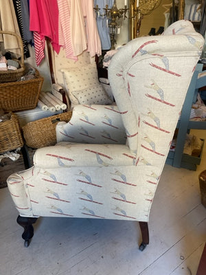 Brocante Gramon - Skier Linen Antique Wing Armchair